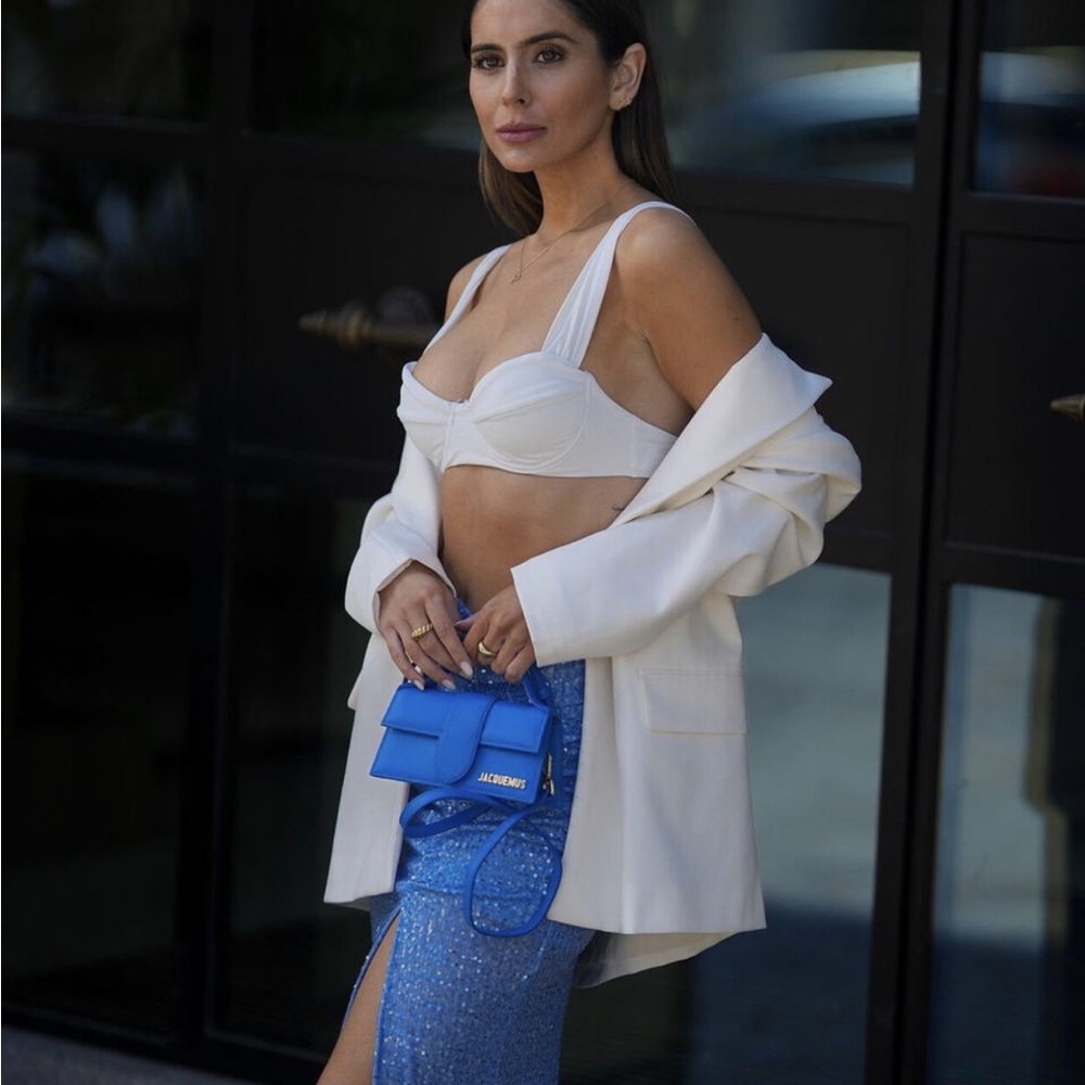 ZARA NWT WOMAN BLUE SEQUIN MIDI